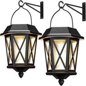 2 Pack,Outdoor Hanging Solar Lights,Anti-Rust & Waterproof Stainless Wall Lights